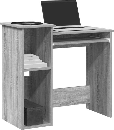 Skrivebord med hyller grå sonoma 84x40x78 cm konstruert tre