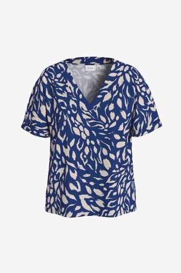 Vila - Topp viLaya Bea V-neck S/S Top - Blå