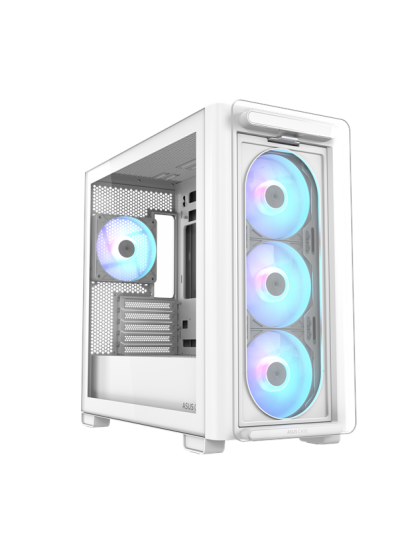 ASUS A23 PLUS TG ARGB Kabinett Hvit for MicroATX og Mini-ITX ASUS A23 PLUS TG ARGB Kabinett Hvit for MicroATX og Mini-ITX