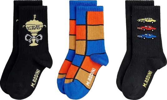 Mini Rodini Cars 3-Pack Sock BLACK 28/31