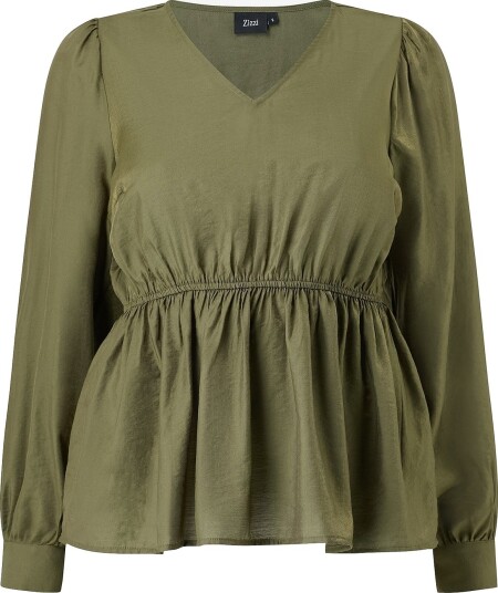 Zizzi Bluse Mdonna L/S Blouse Grønn