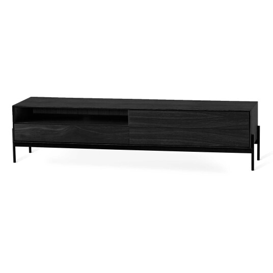 Torkelson Cane mediabänk Svartbetsad ek/svart 184 x 45 cm Svart
