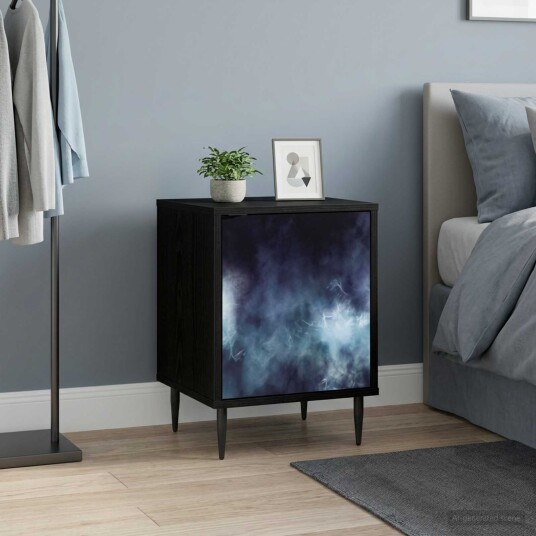 vidaXL Nattbordskap RAALTE Svart eik 36 x 33 x 51 cm Konstruert tre
