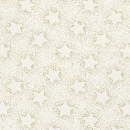 Balsløw Bomullspoplin Stoff 145 cm 051 Beige med store stjerner