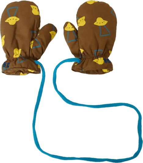 Bobo Choses Pixel Abduction All Over Mittens - BROWN - One Size