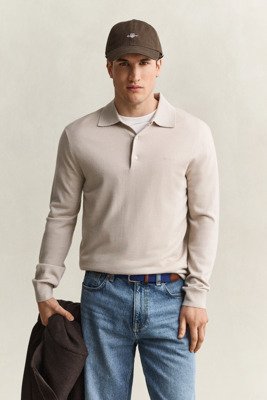 Gant Extrafine Merino Wool Polo Beige M