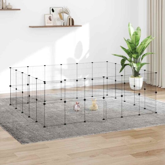 Vidaxl Dyrebur 44 Paneler Med Dør Svart 35X35 cm Stål