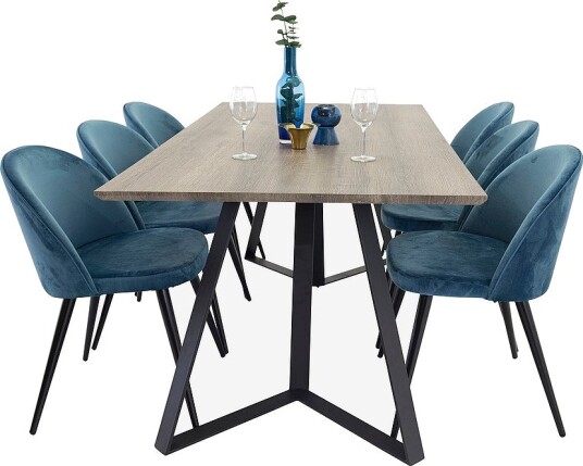 Venture Home Maggie Spisebord og 6 Velvet stol Blå Venture Home Maggie Spisebord og 6 Velvet stol Blå