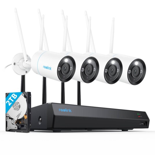 Reolink NVS12 Trådløs 4K Kameraovervåkingspakke med 4 Kameraer og NVR