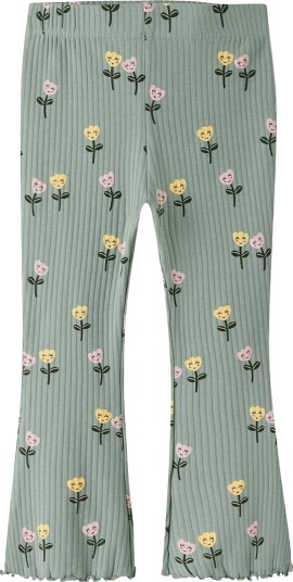 Name It Leggings Rib Flare NmfVemma Green Miljø/Happy F Name It 3 år 98 Leggings Grønn Gul Rosa