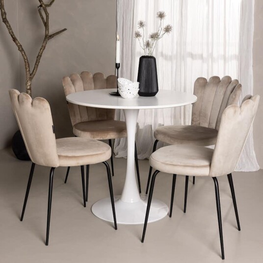 Spisegruppe Venture Home Hamden Ø80 cm med 4 Limhamn Light Stoler
