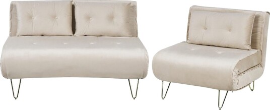 3 sitssoffa Beliani Vestfold Beige guld Beige\|\|GOLD