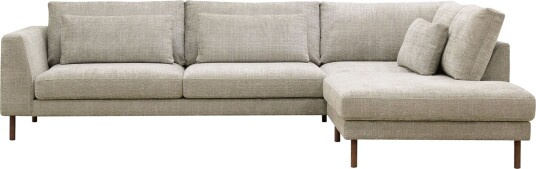Florenz 4 seters Høyrevendt L formet Sjeselongsofa i Stoff   Grå / Beige