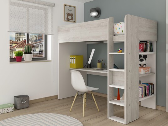 Trasman Loftseng med Pult Trasman 90×200 Hvit Trasman Loftseng med Pult Trasman 90×200 Hvit