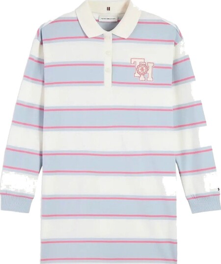 Tommy Hilfiger Rugby Dress Ls - SKY BLUE STRIPE - 128