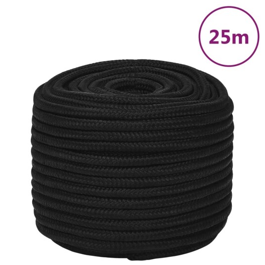 Arbeidstau svart 14 mm 25 m polyester