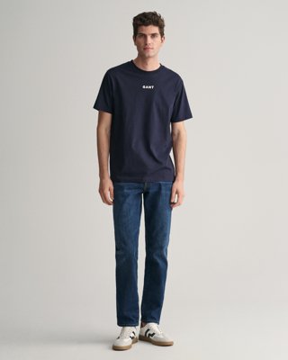 Klassiske slim fit-jeans DARK BLUE WORN IN 3832