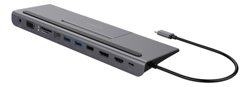Deltaco Usb-C Docking Station, Usb-C Power Deliver 85 W, 4k Uhd @ 60hz, Dp, Hdmi, Vga, Rj45, 3.5mm, 1 Gbit/s, Grey Deltaco Usb-C Docking Station, Usb-C Power Deliver 85 W, 4k Uhd @ 60hz, Dp, Hdmi, Vga, Rj45, 3.5mm, 1 Gbit/s, Grey