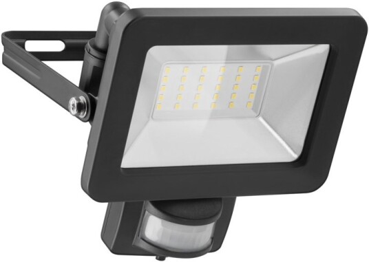 Goobay LED-strålkastare för utomhusbruk, 30 W, med rörelsedetektor med 2550 lm, neutralt vitt ljus (4000 K), PIR-sensor med ON/OFF-funktion och M16 kabelgenomföring, lämplig för utomhusbruk (IP44)