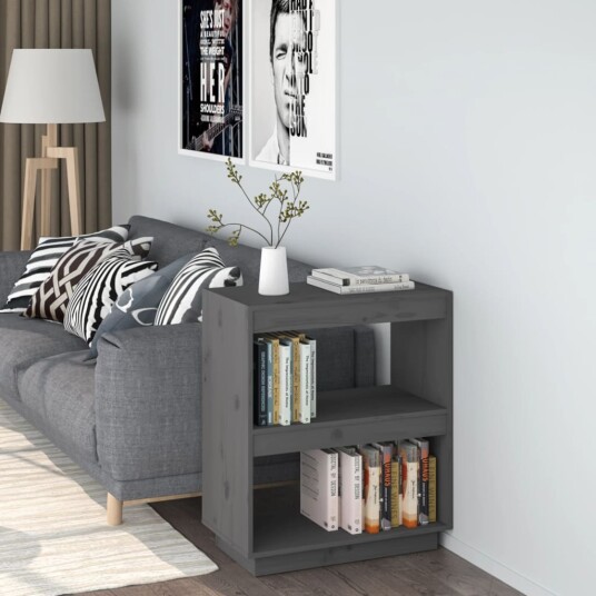 vidaXL Bokhylle gr? 60x35x71 cm heltre furu