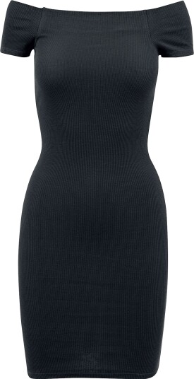 Urban Classics Kort kjole Ladies Off Shoulder Rib Dress XS til XL Damer svart