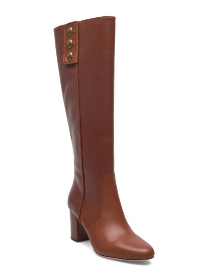 Lauren Ralph Lauren Kennedi Calfskin Tall Boot Heel - Brown - 37 Lauren Ralph Lauren Kennedi Calfskin Tall Boot Heel - Brown - 37