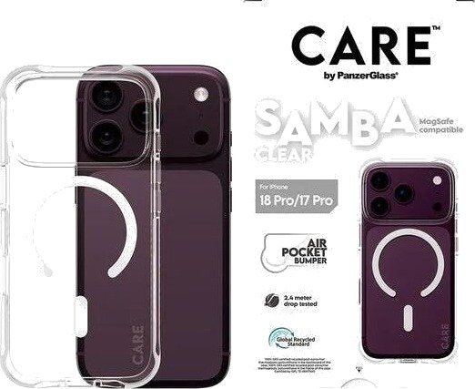 CARE by PanzerGlass Samba Case Transparent w. White MagSafe Apple iPhone 18 Pro | 17 Pro