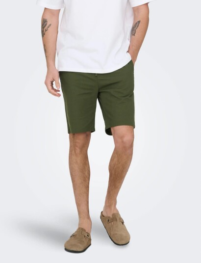 ONLY & SONS Onsreid Slim 0571 Slub Shorts Vd Khaki green L