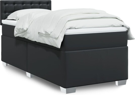 Seng med madrass boksfjær svart 90x200 cm kunstlær 8721102709869