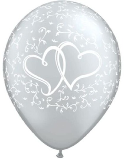 25 stk Sølvfarget Hjerte Ballonger 28 cm