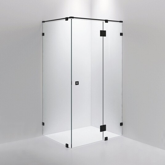 INR Iconic Nordic Rooms Dusjhjørne ARC 15 Måltilpasset Svart Matt / Opal Klart Glass