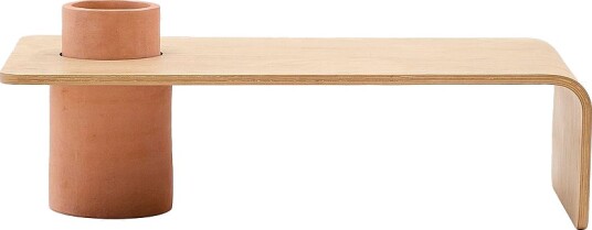Kave HomeOlaria terrakotta sofabord med eikefinér i naturlig utførelse 110 x 60 cmBrunSofabord