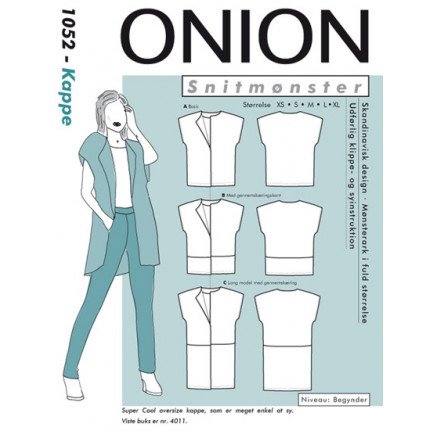 ONION Snittmønster 1052 Kappe Str XS XL ONION Snittmønster 1052 Kappe Str XS XL