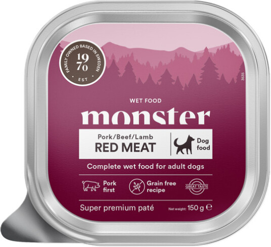 Monster Dog Voksen Kjøtt Paté 150 g - Hundefôr i Beholder Monster Dog Voksen Kjøtt Paté 150 g - Hundefôr i Beholder