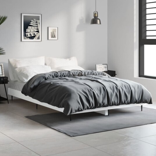 vidaXL Sengeramme hvit 120x190 cm konstruert tre