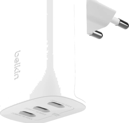 Belkin 67W 3-Port USB-C Vegglader Hvit med Power Delivery Belkin 67W 3-Port USB-C Vegglader Hvit med Power Delivery
