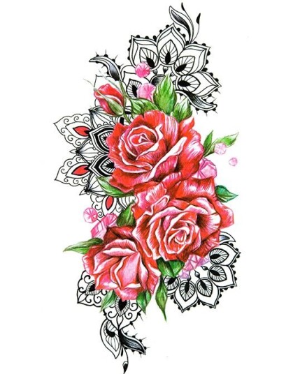 Pink Roses Fake Tattoo