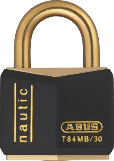 HENGELÅS T84MB/30C MARINE 6 30mm MESSINGLÅS m/SORT PLAST SV ABUS HENGELÅS T84MB/30C MARINE 6 30mm MESSINGLÅS m/SORT PLAST SV ABUS