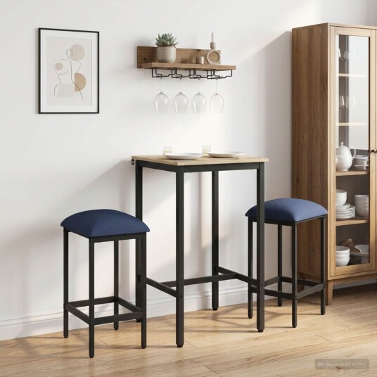 vidaXL Barstol 2 stk. Blå 40 x 32 x 74 cm Konstruert tre vidaXL Barstol 2 stk. Blå 40 x 32 x 74 cm Konstruert tre