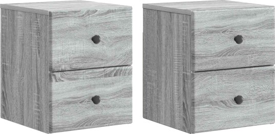 Vegghengt Nattbord med skuff 2 pcs Grå sonoma 34,5 x 33 x 40 cm