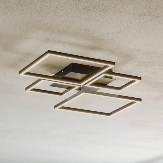 Briloner LED-taklampe Frame, dimbar, Sort, Stue / spisestue, Metall, Moderne, Flerhodet takbelysning