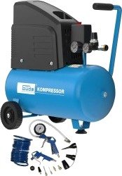 Güde Oljefri Kompressor 220/08/24 - 1,5 kw - 8 bar - Sett Med 13 Deler