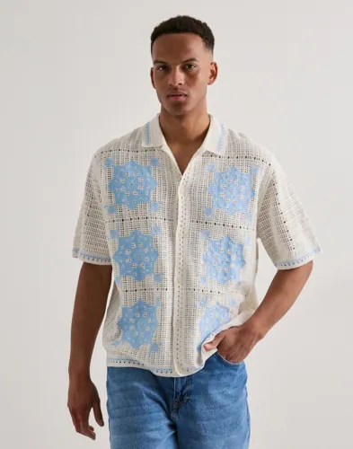 Jack & Jones Jororchard Knit Crochet Polo Kortermede skjorter Hvit