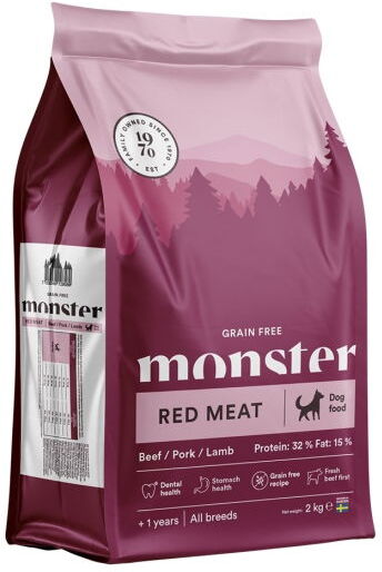 Monster Dog Grain Free Rødt Kjøtt 2 kg - Helfôr til Voksne Hunder Monster Dog Grain Free Rødt Kjøtt 2 kg - Helfôr til Voksne Hunder