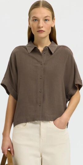 Selected Slfviva Ss Cropped Sun Shirt Noos Brown 38
