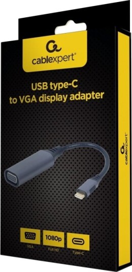 Cablexpert Video Adapter Usb C Hann Til Hd 15 Vga Hunn Usb 3.0 15 Cm Støtte For 1920 X 1080 Ved 60 Hz Romgrå