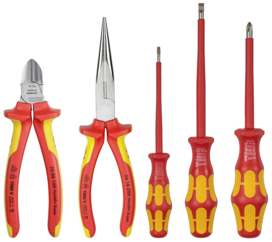 Knipex Sikkerhets Verktøysett 5 Deler med Isolerte Håndtak Knipex Sikkerhets Verktøysett 5 Deler med Isolerte Håndtak