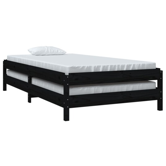 vidaXL Stableseng svart 100x200 cm heltre furu