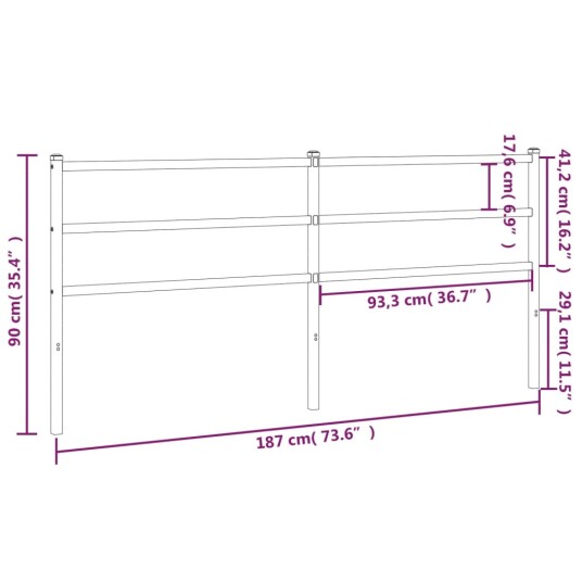 Sengegavl i metall svart 180 cm 8721012302983
