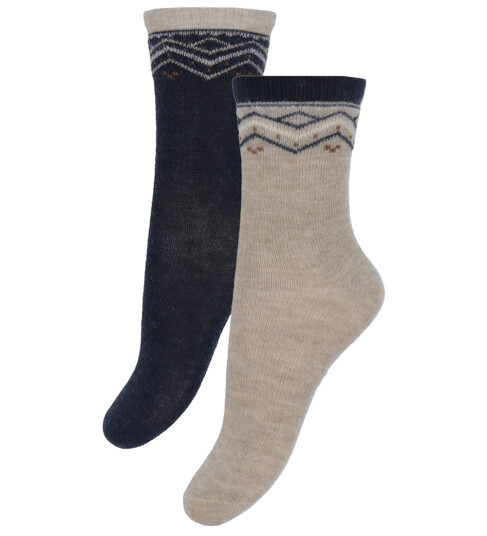 Minymo 2-pack Vinter Sokker i Viskose/Ull Multicolor 27/30